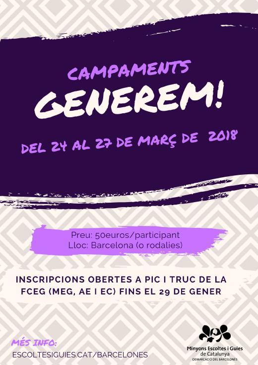Cartell dels Campaments GENEREM! 2018